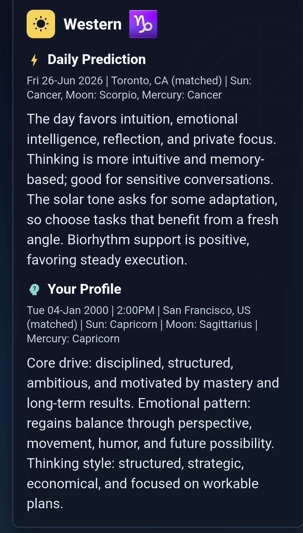 Florametrics profile settings screen